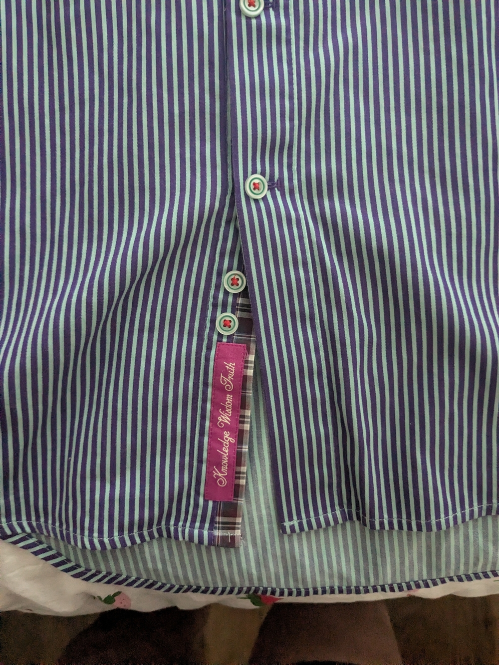 Robert Graham Purple Teal Striped Mens Shirt Size XL - Picture 3 of 7